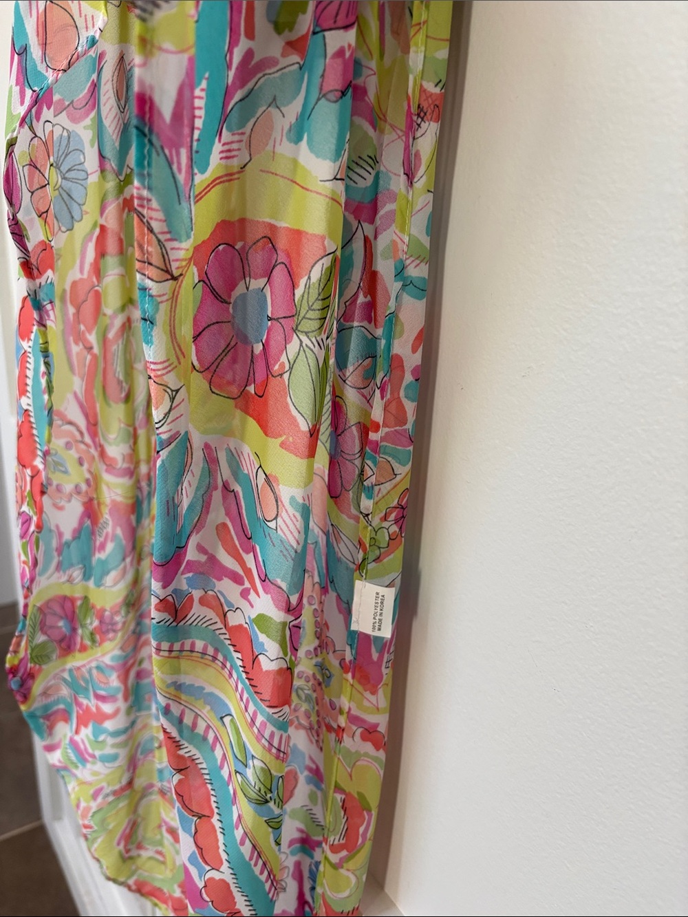 Vintage Sheer Floral Scarf, Colorful Retro Sash